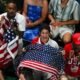 Simone Biles' husband, Jonathan Owens, cheers in the stands as she tries for gold in Paris