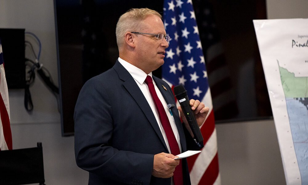 Pinal County Supervisor Kevin Cavanaugh speaks during a town hall held at Copper Sky Multigenerational Center on June 29, 2024. [Monica D. Spencer]