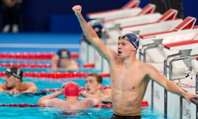 French swimmer Léon Marchand was on a world-record pace Sunday. Here's how he fared in the 400 IM