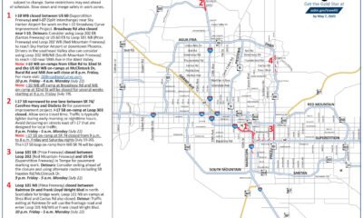 Phoenix area weekend freeway travel advisory, July 19-22