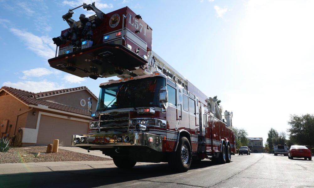 Maricopa Fire Department responds to a backyard barbeque fire around 5 p.m. on July 30, 2024. [Brian Petersheim Jr.]