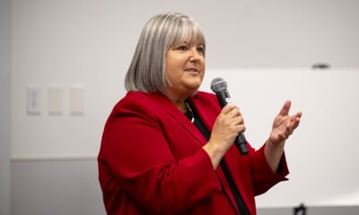 Mayor Nancy Smith speaks during InMaricopa's mayoral debate at Maricopa Library and Cultural Center on July 11, 2024. [Monica D. Spencer]