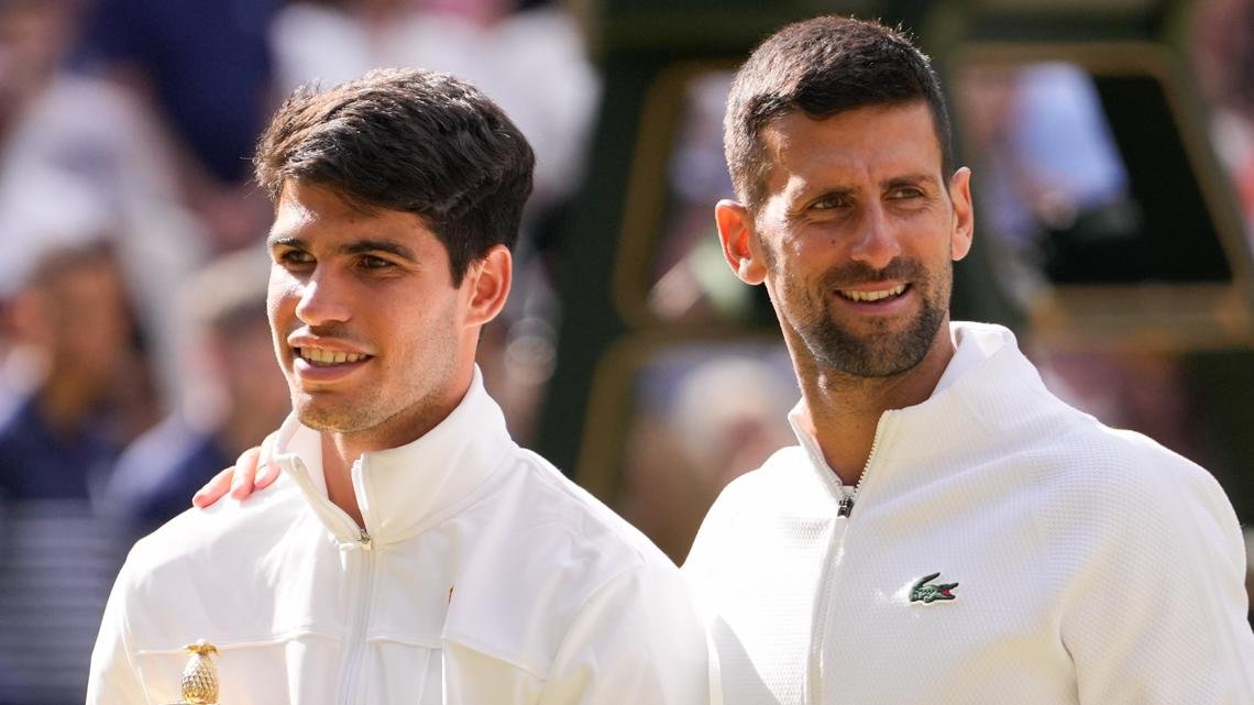 Novak Djokovic and Carlos Alcaraz meet for the Olympic tennis men's singles gold