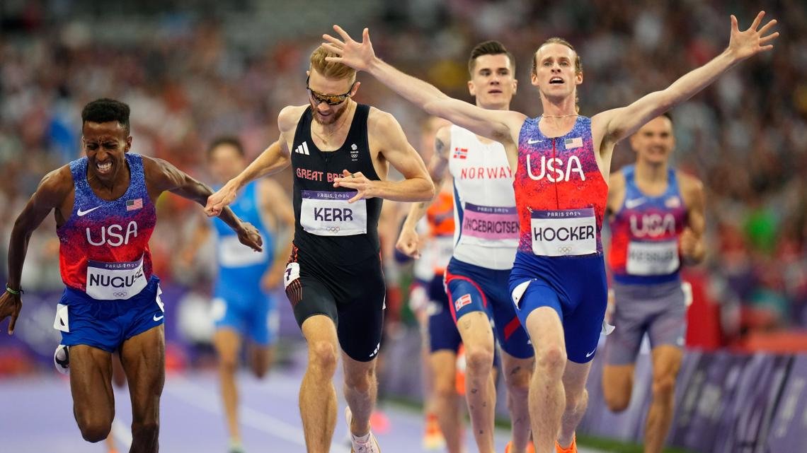 Hocker pulls Olympic shocker in men's 1,500, leaving Kerr and Ingebrigtsen behind