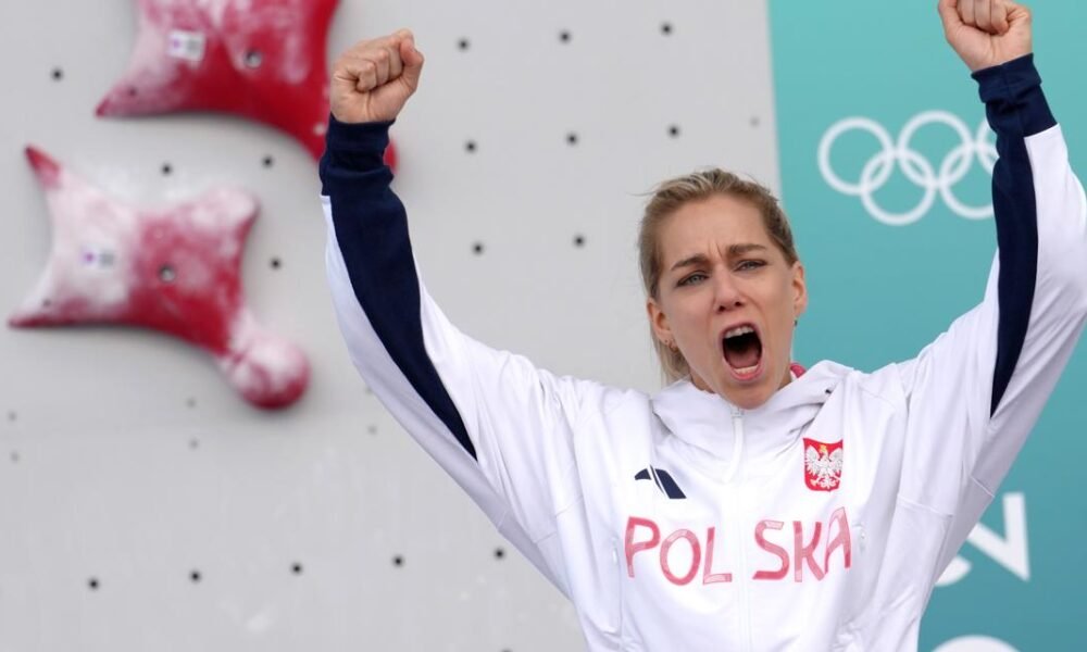 Speed sport climber Aleksandra Miroslaw wins Olympic gold 2 days after twice breaking world record