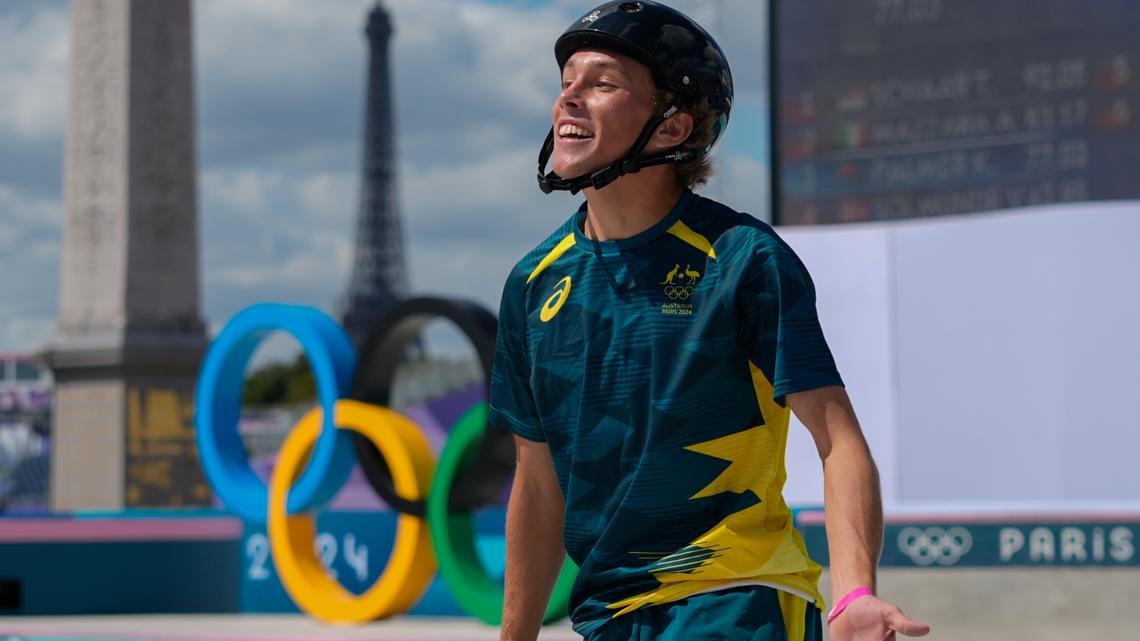 Australia's Keegan Palmer repeats as Olympic park skateboarding champion at Paris Games