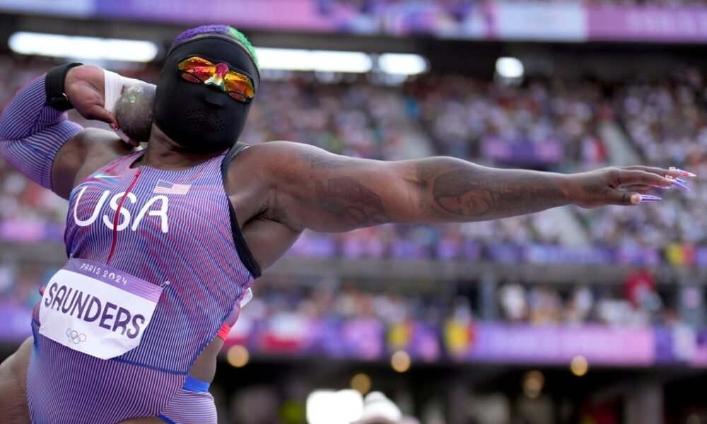 Who is the masked shot putter competing at the Paris Olympics?