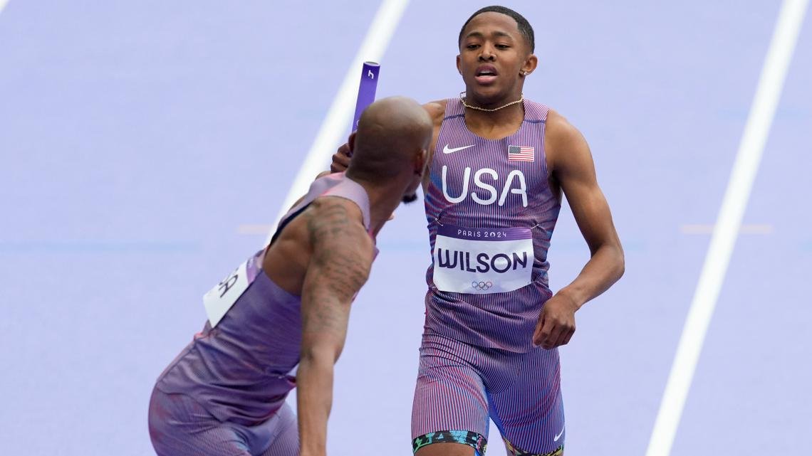 Teen sprinter Quincy Wilson's 1st race at Olympics a learning experience, US advances in 4x400 relay