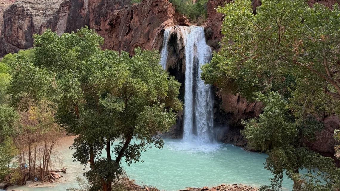 Turquoise waters of Havasu Falls return a week after damaging flash floods