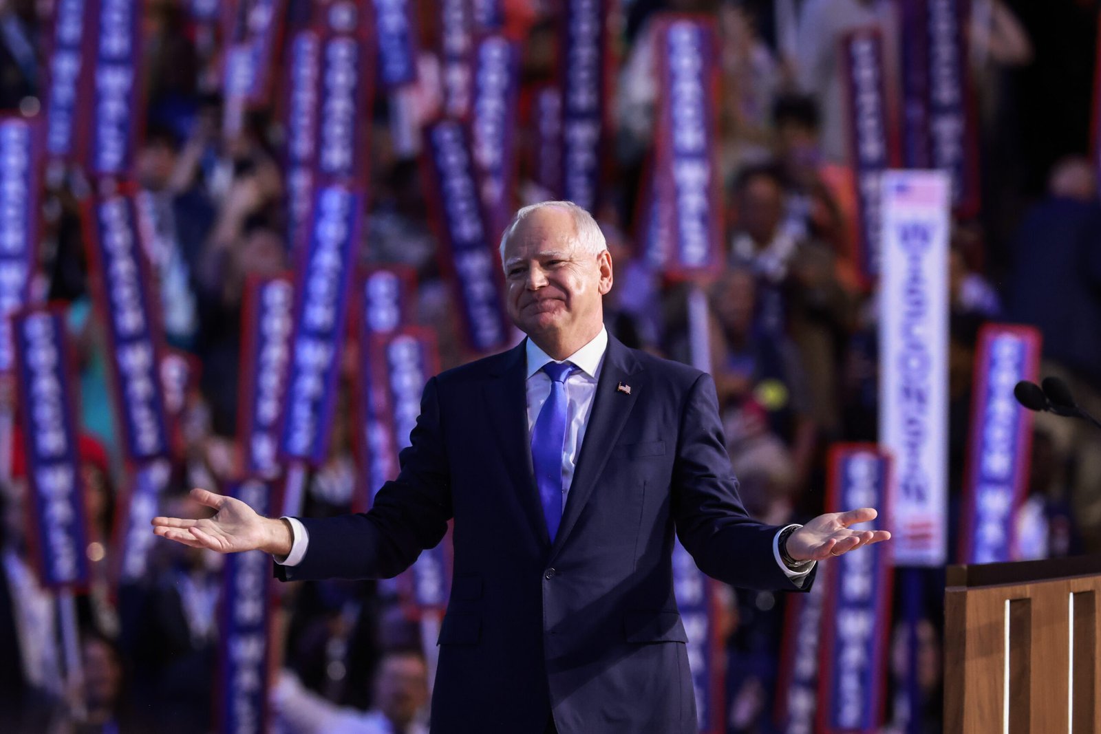 A former high school football coach rises to running mate as Walz accepts VP nomination