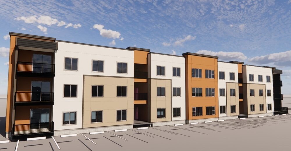 A rendering shows an apartment building at the Roers Stonegate on Stonegate Road and Alan Stephens Parkway. [City of Maricopa]