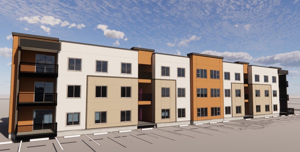 A rendering shows an apartment building at the Roers Stonegate on Stonegate Road and Alan Stephens Parkway. [City of Maricopa]