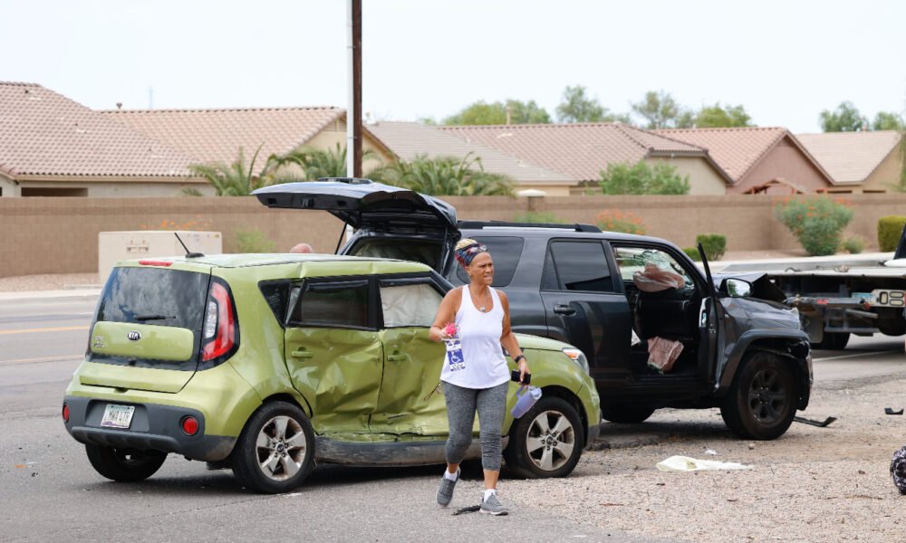 One person is in the hospital after a two-car crash on Smith-Enke Road near John Wayne Parkway mid-morning on Aug. 28, 2024. [Brian Petersheim Jr.]