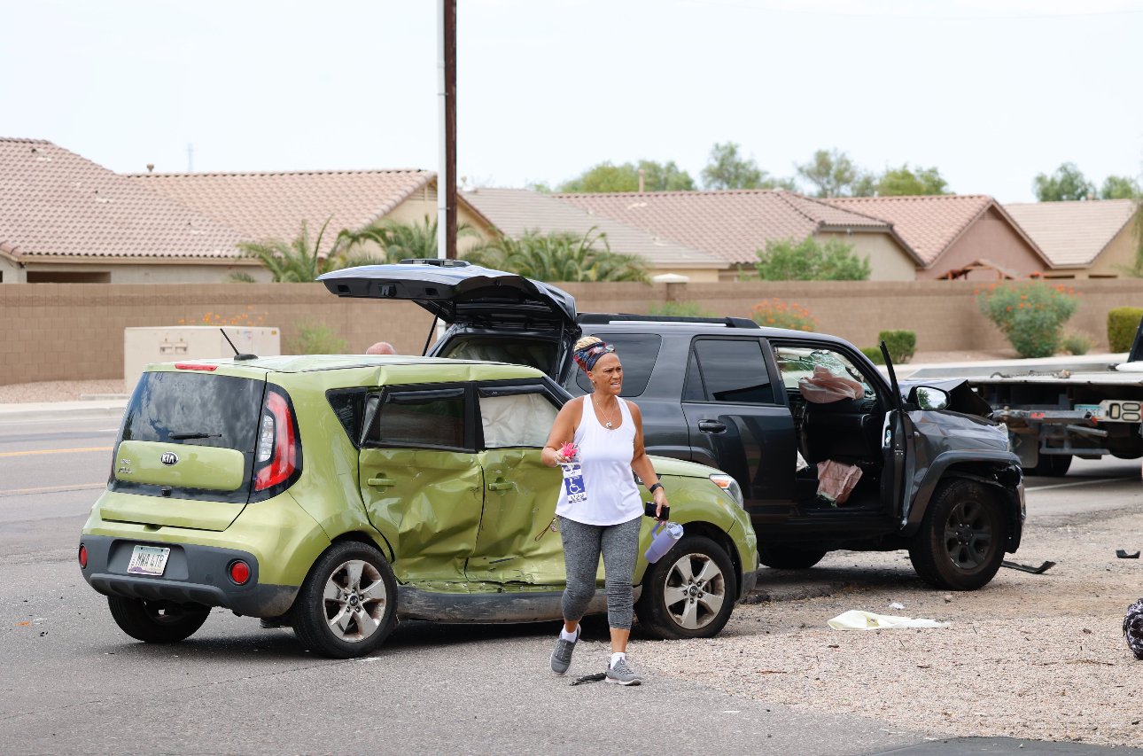 One person is in the hospital after a two-car crash on Smith-Enke Road near John Wayne Parkway mid-morning on Aug. 28, 2024. [Brian Petersheim Jr.]