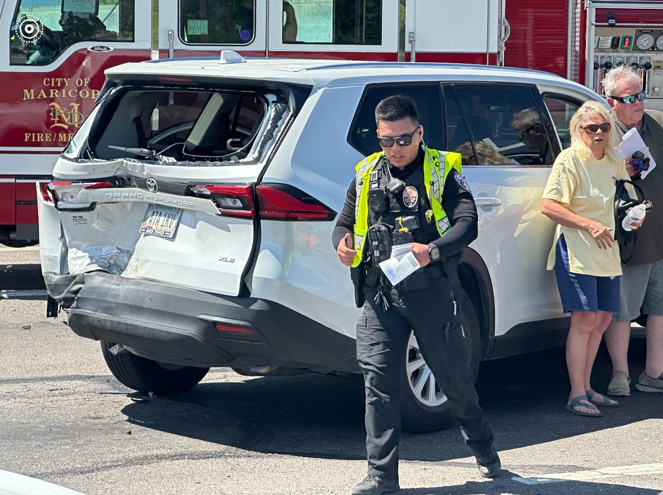 A multi-car pileup on John Wayne Parkway at Smith-Enke Road is blocking northbound lanes out of town. [Jeff Chew]