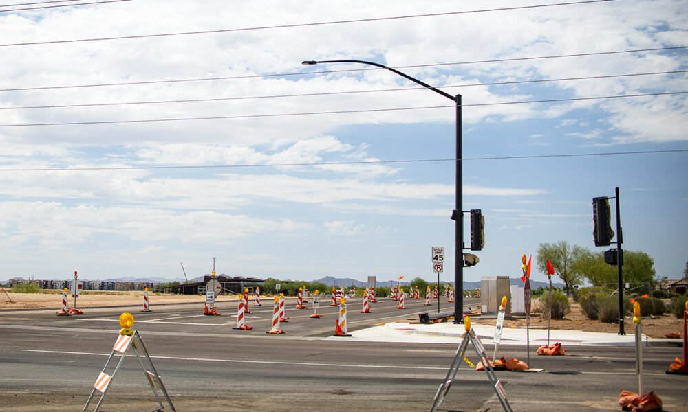 A new traffic signal stands on the northwest corner of Bowlin and White and Parker Roads on Aug. 28, 2024. [Monica D. Spencer]