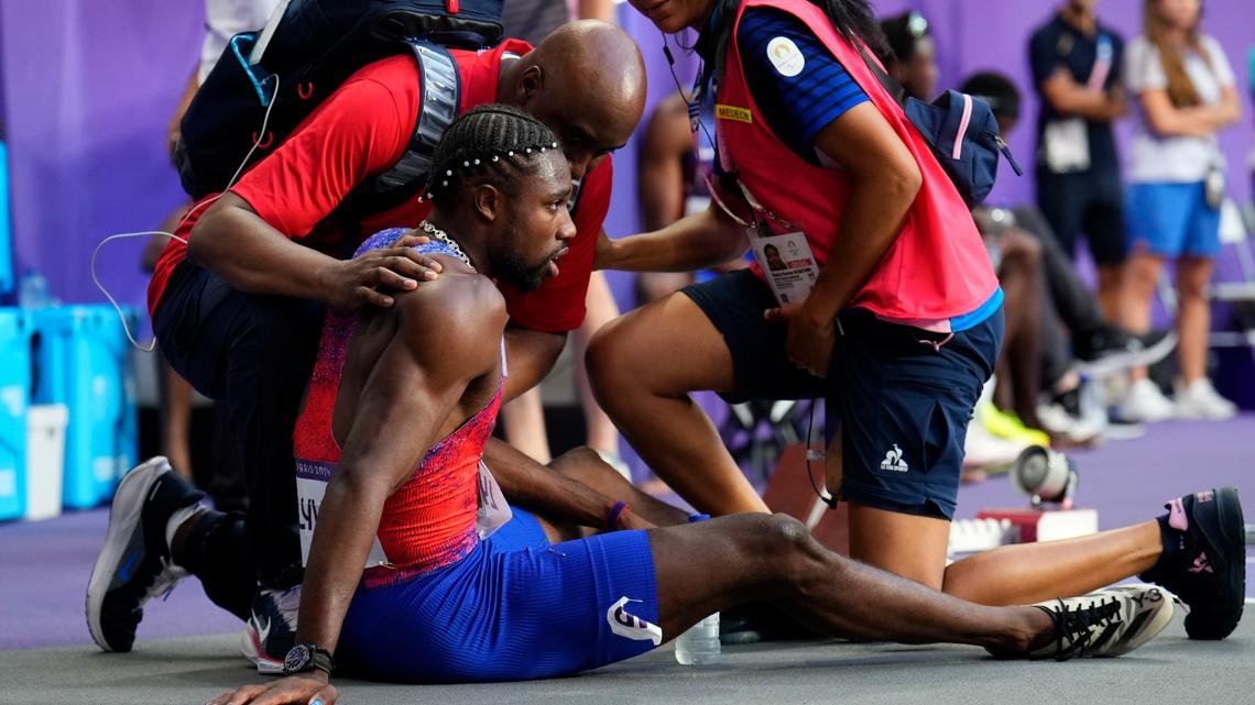 Noah Lyles says he won't run 4x100m relay after needing medical attention following the 200m