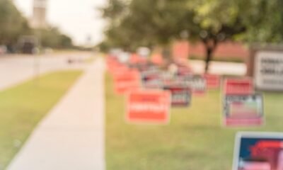 blurred yard signs