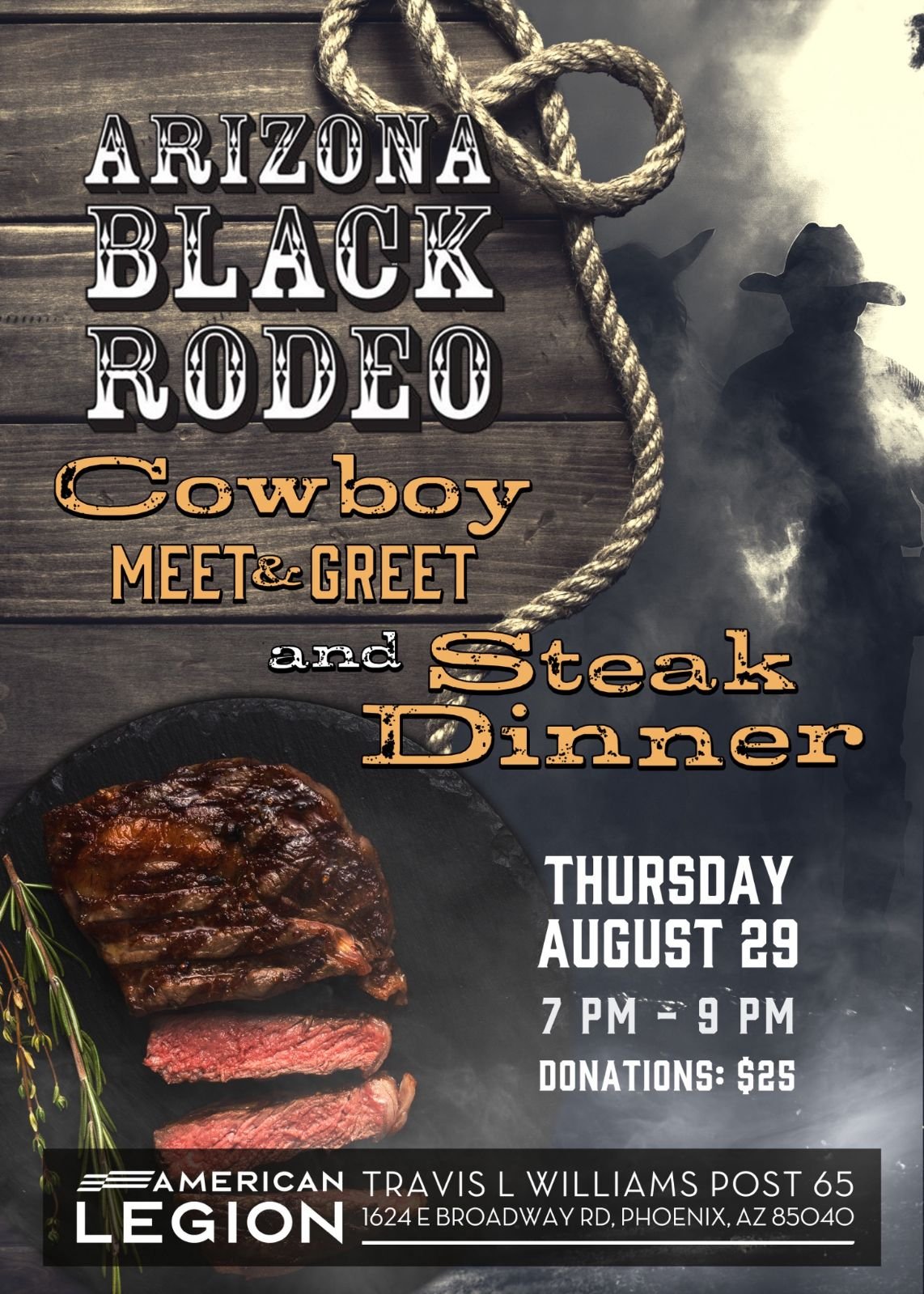 AZ Black Rodeo Cowboy Meet & Greet. 8/29 @ The American Legion