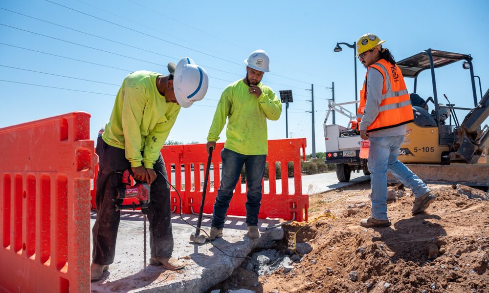 Crosswalk upgrade in progress at Smith-Enke and Porter Roads on Sept. 10, 2024. [Bryan Mordt]