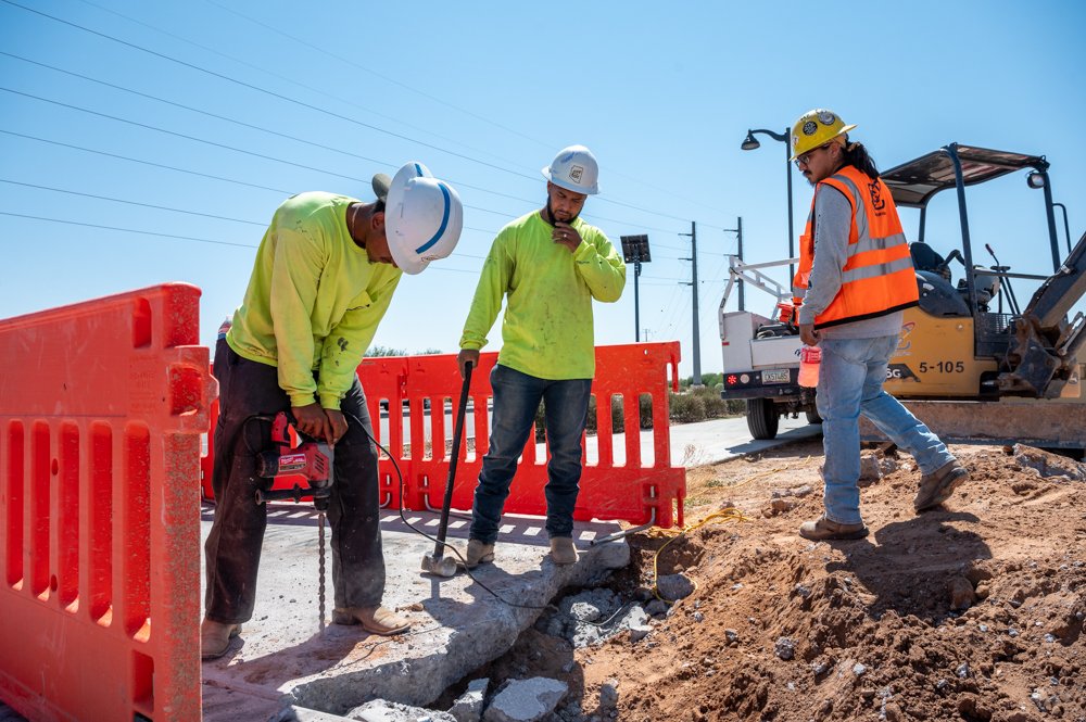 Crosswalk upgrade in progress at Smith-Enke and Porter Roads on Sept. 10, 2024. [Bryan Mordt]