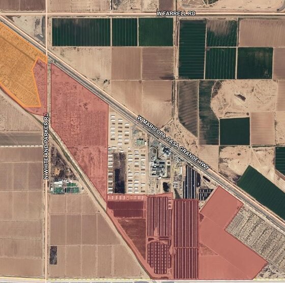 A map illustrates the location of land for Maricopa's Industrial Triangle. [City of Maricopa]