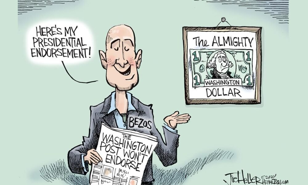 Hellertoon: Bezos bucks tradition with Washington Post presidential endorsement