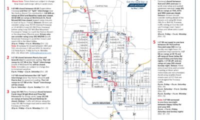 Parts of I-10, I-17 and Loop 101 closed or restricted this weekend, Oct. 18-21