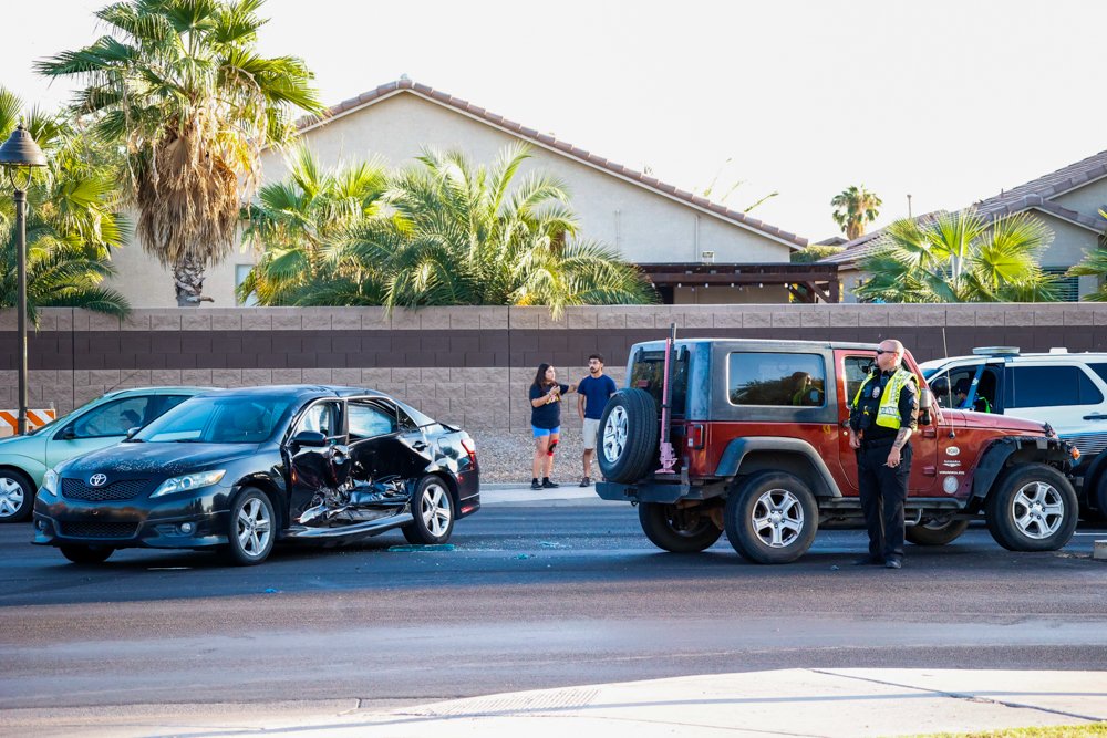 A Jeep SUV T-boned a Toyota sedan at the Smith-Enke Road and Vintage Drive intersection during rush hour Oct. 11, 2024. [Brian Petersheim Jr.]