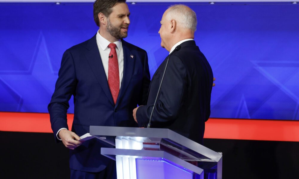 Tim Walz and J.D. Vance tangle in wonky, largely cordial vice presidential debate 