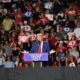 Former President Donald J. Trump speaks to a packed house at Mullet Arena in Tempe Oct. 24, likely his last Arizona rally before the historic 2024 presidential election Nov. 5. [Bryan Mordt]