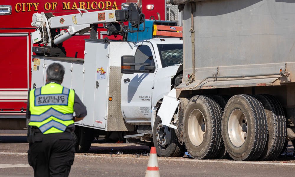 2 company trucks crash, blocking SR 238