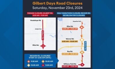 Several roads in Gilbert restricted for parade, races