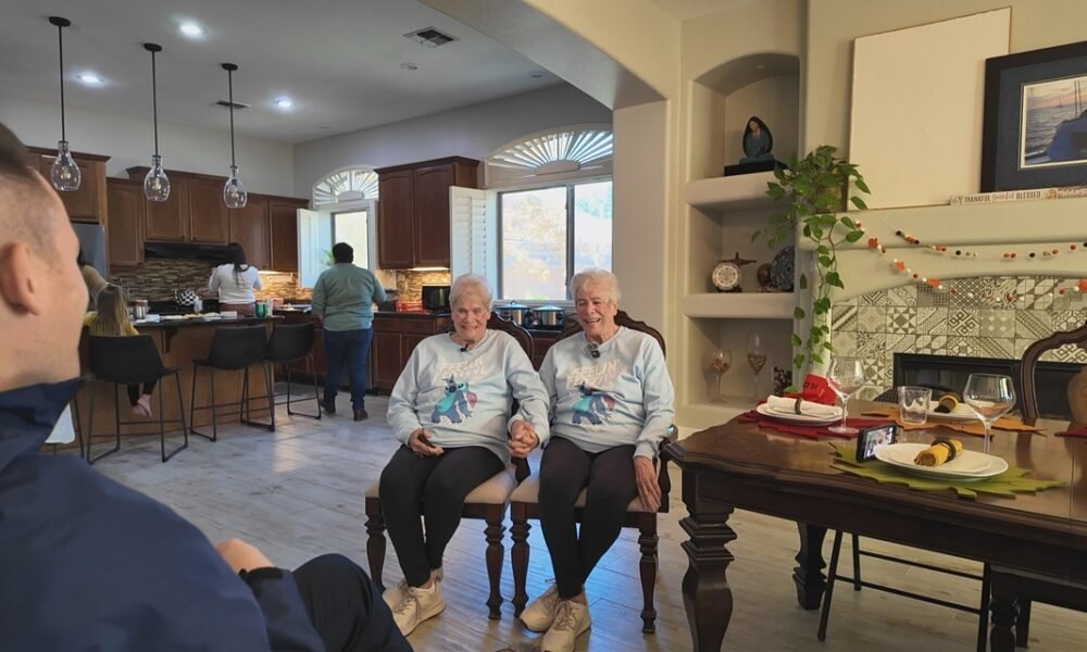 Seeing double: 85-year-old fraternal twins wear matching outfits to Thanksgiving dinner