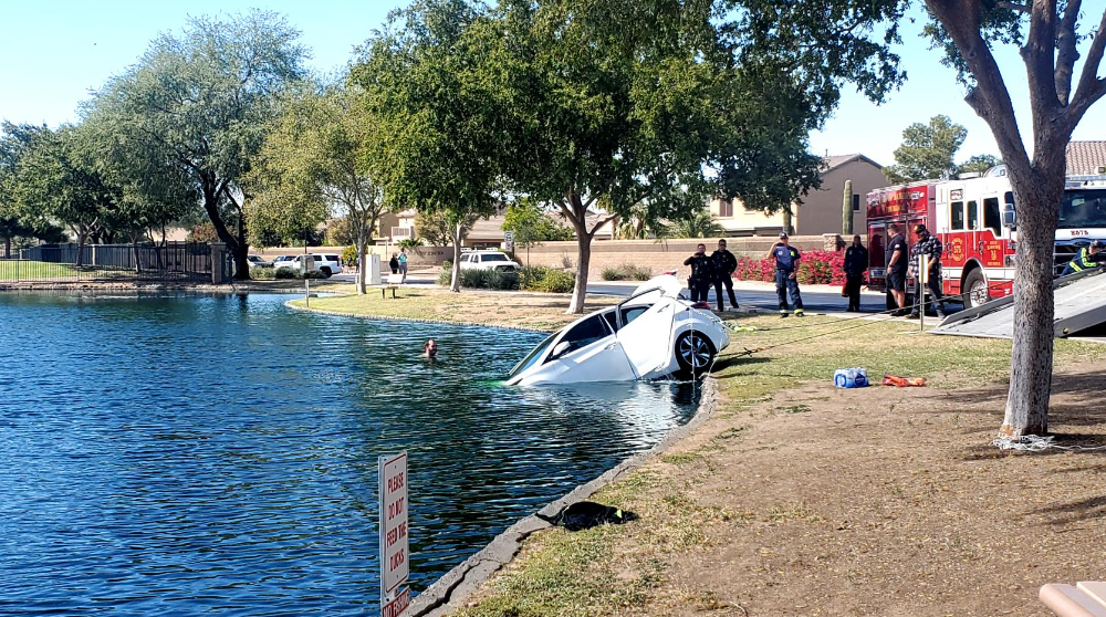 Elderly woman rescued after driving into Villages lake