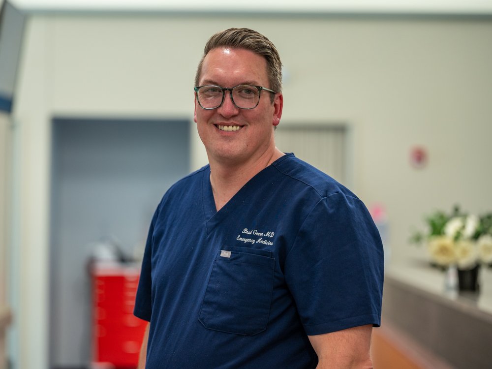 Dr. Brad Green, photographed in the emergency room at Exceptional Health Community Hospital on Sept. 10, 2024. [Bryan Mordt]