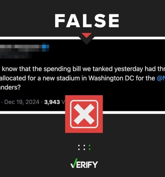 No, the original Congressional stopgap bill didn’t allocate $3B for an NFL stadium