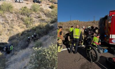 Motorcycle over cliff near State Route 88, Needle Vista viewpoint