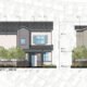 Color elevations of several proposed rental buildings at Dominium's Saddleback Village at Stonegate overlayed an image of the development's landscape plan from August 2024. [City of Maricopa]