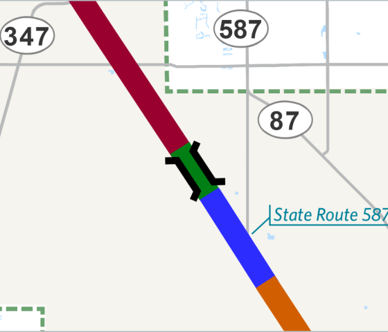 The Gila River Bridge, shown here in green, will be restricted Dec. 3 and 4, 2024, ADOT said.