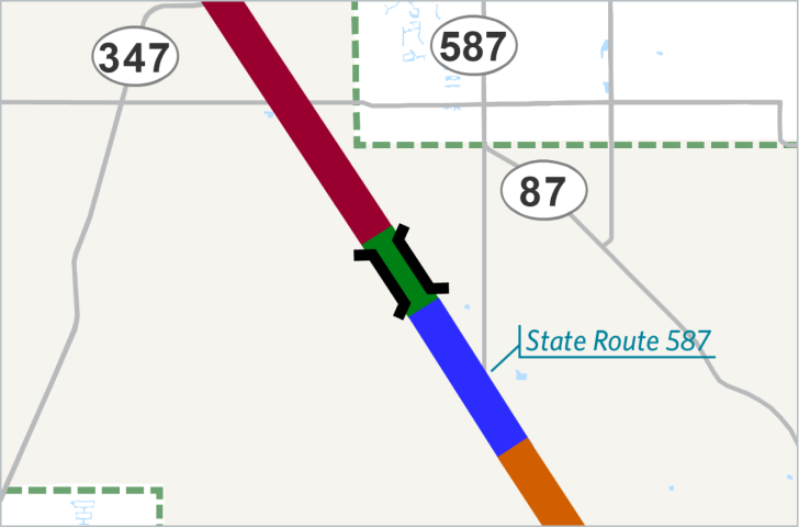 The Gila River Bridge, shown here in green, will be restricted Dec. 3 and 4, 2024, ADOT said.