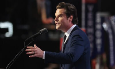 Then-U.S. Rep. Matt Gaetz, a Florida Republican, speaks at the Republican National Convention at the Fiserv Forum on July 17, 2024 in Milwaukee. The U.S. House Ethics Committee released a report Monday finding "substantial evidence" of misconduct by Gaetz. (Photo by Scott Olson/Getty Images)