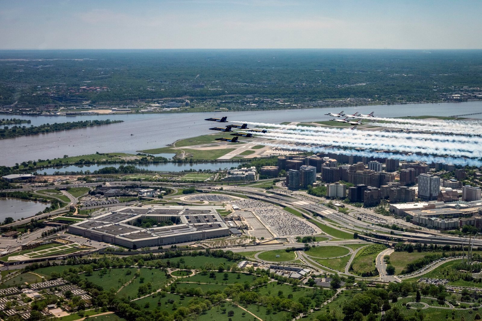 The Pentagon is seen during a military flyover on May 2, 2020. The U.S. Senate on Wednesday cleared the annual defense authorization bill. (U.S. Air Force photo by Tech. Sgt. Ned T. Johnston/Released)