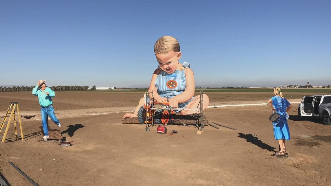 Why is there a gigantic baby along the Loop 303?