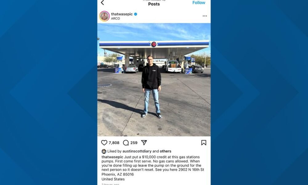 Man on Instagram pays $10,000 of gas at Valley gas station pumps. So many cars came to fill up, it caused a gridlock.