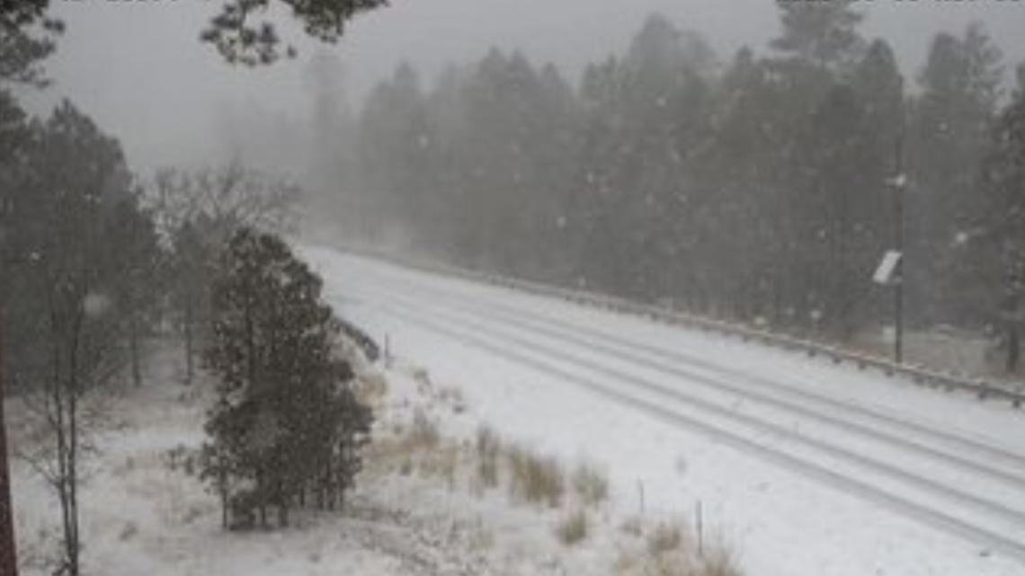 Snow blankets SR87 in Arizona