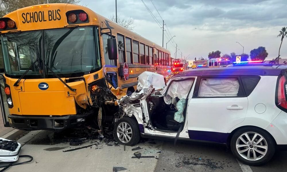 No students onboard school bus that crashed in Goodyear, first responders say