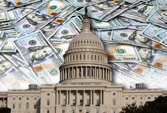 congress with dollars in background