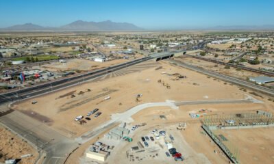 A drone photo of Southbridge Marketplace on Nov. 18, 2024. Currently under construction, the Thompson Thrift retail development may feature a Panera Bread, Five Guys, and additional shops according to a leasing plan on the developer's website. [Bryan Mordt]