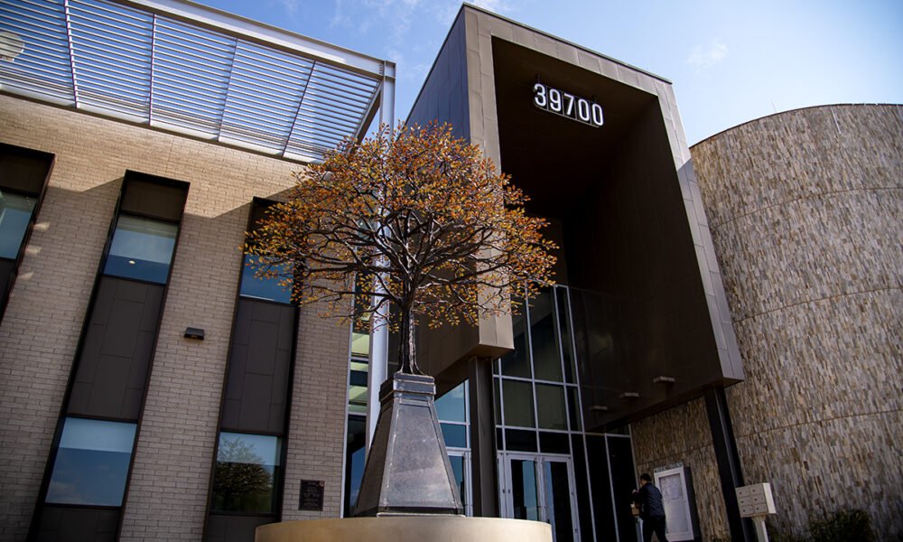 A new metal tree sculpture sits outside of Maricopa's city hall on Jan. 29, 2025. [Monica D. Spencer]